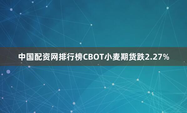 中国配资网排行榜CBOT小麦期货跌2.27%